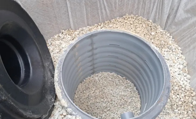 Cuve puit sec avec géotextile et gravier drainant
