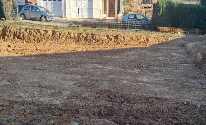 Décaissement plateforme et fondations maison Fourques, Pollestres, Eric Terrassement VRD
